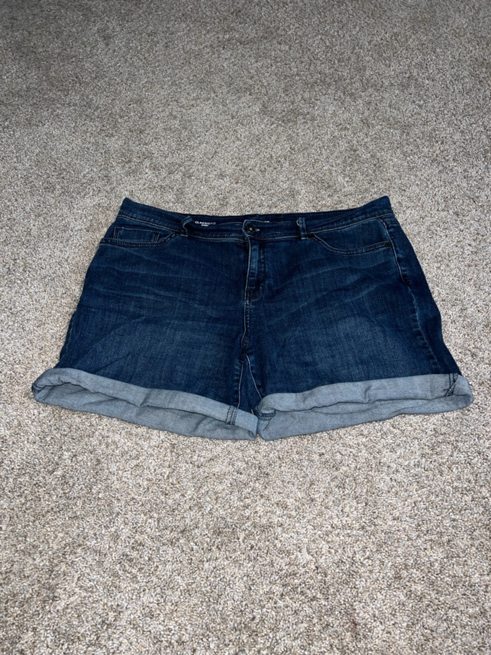 Liz Claiborne Dark Blue Denim Roll-Cuff Shorts